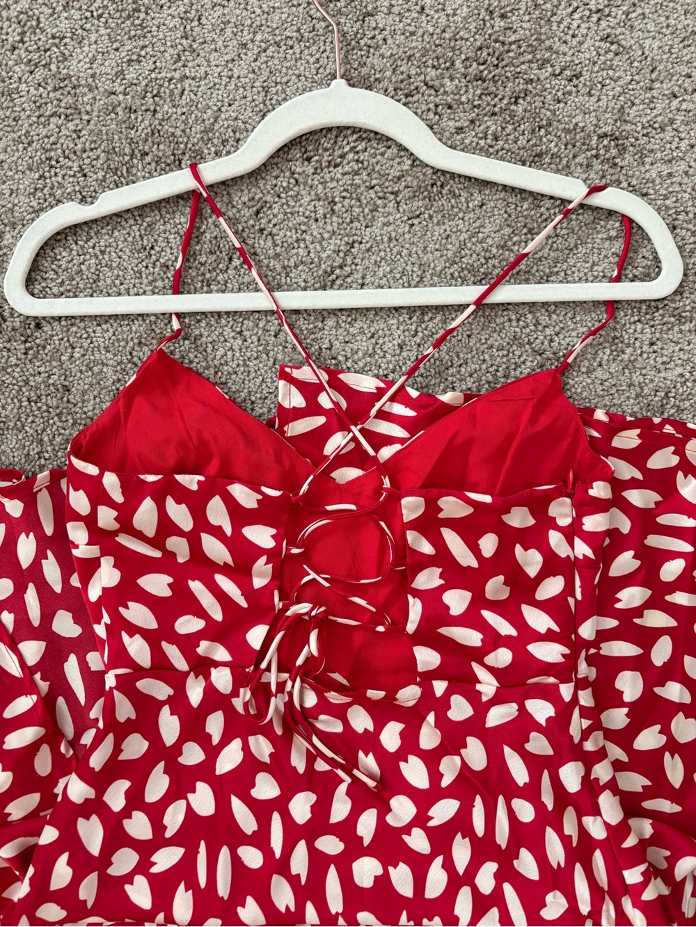 Hello Molly Red and White Printed Midi Slip Dress - Picture 10 of 12
